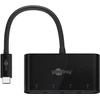 Goobay 4 prievadų USB-C daugiafunkcis adapteris, USB Type-C, USB 3.2 Gen 1 (3.1 Gen 1) Type-A, 5000 Mbit/s, juodas, apvalus kabelis, USB