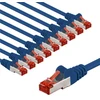Goobay CAT 6 kabelis krosowy, S/FTP (PiMF), 1 m, mėlyna, rinkinys 10 - Kabelio ilgis 1 m