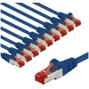 Goobay CAT 6 kabelis krosowy, S/FTP (PiMF), 1 m, mėlyna, rinkinys 10 - Kabelio ilgis 1 m
