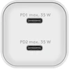Įkroviklis Goobay Dual Fast įkrovimo stotelė USB-C™ PD GaN Nano (35 W) balta - Spalvota versija balta