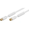 Goobay Antenos kabelis su feritu (80 dB), 2x ekranuotas, 1,5 m, baltas – auksu padengtas, koaksialinis kištukas > koaksialinis lizdas (visiškai ekranuotas)