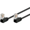 Goobay CAT 5e tinklo kabelis su 2x 90° kampu, U/UTP, juodas, 10 m, 10 m, Cat5e, U/UTP (UTP), RJ-45, RJ-45, juodas