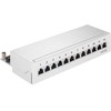 Goobay CAT 5e Mini/stalinis pach panelis, 12 portų, RJ-45, Cat5e, 22/26, pilkas, montuojamas ant sienos, 212 mm