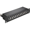 Goobay CAT 6 10 colių (25,4 cm) pataisų skydas, 12 prievadų, RJ-45, Cat6, 22/26, juodas, montuojamas į stelažą, 258 mm