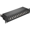 Goobay CAT 6 komutacinė panelė 10 colių (25,4 cm), 12 prievadų – juodos spalvos