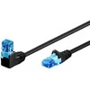 Goobay CAT 6A Komutacinis kabelis 1x 90° Angled, U/UTP, juodas, 0.5 m, Cat6a, U/UTP (UTP), RJ-45, RJ-45, Juodas