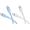 Kabelis USB Goobay Rinkinys Ice Breeze: 2 silikonowe kable USB-C, 1,5 m, mėlyna balta
