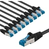 Goobay CAT 6A kabelis krosinis, S/FTP (PiMF), 1 m, juoda, rinkinys 10 - Kabelio ilgis 1 m