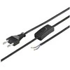 Goobay Maitinimo kabelis AC su kištuku 1.5m, jungikliu ir lituojamais išvadais iki 2.5A, juodas