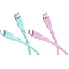 Goobay Rinkinys Coral Crush: 2 silikonowe kable USB-C, 1,5 m, turkio rožinė