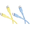 Goobay Rinkinys Sun & Sky: 2 silikonowe kable USB-C, 1,5 m, geltona mėlyna