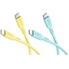 Goobay Rinkinys Tropic Glow: 2 silikonowe kable USB-C, 1,5 m, geltona turkio