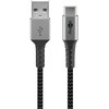 Goobay USB-C™ į USB-A tekstilinis laidas su metaliniais kištukais (pilka / sidabrinė), 1 m