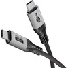 Kabelis USB Goobay USB4 wersja 2.0 USB-C su tekstylną osłoną 240 W 40 Gbit/s Power Delivery 1.5 m Juodai-sidabrinė (RB74776)