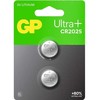 GP Ultra Plus ličio elementas CR2025, 3V, 2 vnt. pakuotėje