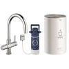 Grohe Raudonas „Basic Duo“ chromuotas virtuvinis maišytuvas su C formos snapeliu ir virduliu, M dydžio