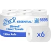 Kimberly-Clark Scott Slimroll - Valcuoti popieriniai rankšluosčiai, balti, 6 rulonai - 190 m