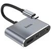 Adapteris Hoco HB30 Type-C to HDMI+VGA+USB-A3.0+Type-C pilkas