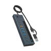 ICY BOX 9 viename šakotuvas, 7 šakotuvo prievadai (3C+4A) su 1 USB-C įkrovimui (20 W galios maitinimas su ekranu) ir 100 W galios maitinimas (siuntimas į pagrindinį kompiuterį), USB 3.2 Gen2, 10 Gbit/s (IB-HUB1743-CPD)