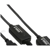 InLine USB 2.0 aktyvus signalo kartotuvo kabelis A tipo vyriškas / A tipo moteriškas, 20 m, USB A, USB A, USB 2.0, vyriškas/moteriškas, juodas