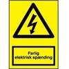 Jo Safety As JO SAFETY Trikampis geltonas ženklas su juodu tekstu: Pavojinga elektros įtampa 148x210mm 1mm plastikas
