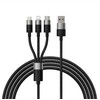 USB laidas Baseus USB-A - microUSB + Lightning 1,2 m juodas (BSU3937)