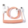 Keychron Susuktas aviatorinis kabelis 8K, oranžinis, 176 m, 1 vnt., susuktas, pintas, USB Type-C, aviatorinis