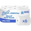 Kimberly-Clark Scott Slimroll - Valcuoti popieriniai rankšluosčiai, balti, 6 rulonai - 190 m