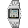 Casio A500WA-1DF Vintage Collection pasaulio laiko laikrodis, sidabrinis