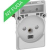 LAURITZ KNUDSEN FUGA® 2 polių lizdas su įžeminimu, 1,5 modulio, be dangtelio