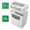 LEITZ office S P4 dokumentų smulkintuvas su dalelių pjaustymu, iki 12 lapų, baltas