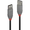 Lindy 0.5 m USB 2.0 Type A prailginimo kabelis, Anthra Line, 0.5 m, USB A, USB A, USB 2.0, 0.48 Gbit/s, juodas, pilkas