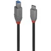 USB Laidas - LINDY Anthra Line USB 3.2 Type C į B Laidas, M/M, 5Gbp, 0.5 m, Juodas