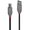USB Kabelis - LINDY Anthra Line USB 2.0 Type A to B Laidas, 10 m, Juodas