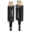 DisplayPort Kabelis - LINDY Šviesolaidinis Hibridinis DisplayPort 1.2 į HDMI Kabelis, M/M, 840x2160 60Hz, 21.6Gbps, 30 m, Juodas