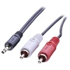 Lindy 3 m aukščiausios kokybės Phono į 3,5 mm kabelis, 2 x RCA, kištukas, 3,5 mm, kištukas, 3 m, juodas