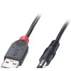 USB Kabelis - LINDY USB 2.0 Type A į 5.5mm DC Laidas, 1.5 m, Juodas