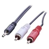 Lindy 3 m aukščiausios kokybės Phono į 3,5 mm kabelis, 2 x RCA, kištukas, 3,5 mm, kištukas, 3 m, juodas