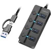 LogiLink HUB 4xUSB-A, Gen1, 4x ON/OFF, juoda