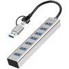 LogiLink Huby i koncentratory USB 3.2 Gen 1 (3.1 Gen 1) Type-A + Type-C 5000 Mbit/s Pilka (UA0441)
