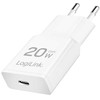 Įkroviklis LogiLink Įkroviklis jungiama į tinklą LogiLink PA0345 USB GaN, 20 W, 1x USB-C (PD), balta