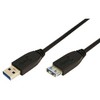 „Logilink“ – USB prailginimo kabelis – 9 kontaktų USB A tipo (M) – 9 kontaktų USB A tipo (W) – 3 m (USB / USB 2.0 / USB 3.0) – lieto korpuso – juodas (CU0043)