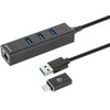 HUB USB Manhattan Manhattan 180894 huby i koncentratory USB 3.2 Gen 1 (3.1 Gen 1) Type-A + Type-C 5000 Mbit/s Juodas