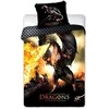 Patalynės komplektas MCU Patalynė bawełniana 140x200 Dragons 027 Ognisty Smok juoda oranžinė poszewka 70x90