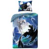 MCU Medvilninis patalynės komplektas 140x200 „Dragon Smoki“ (Kaip prisijaukinti slibiną), mėlynas, pagalvės užvalkalas 70x90, vaikams, 12, Halantex