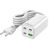 Įkroviklis MediaRange Įkroviklis 100W 4-Port 1x USB-A/3x USB-C GaN balta