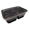Multi Vienkartinė 2 skyrių dėklė 800 ml 175x120x58 mm juoda su dangteliu, 250 vnt./kartoninėje dėžėje, skirta mikrobangų krosnelei