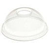 Multi Plastikinis dangtis Ø95 mm su kupolu ir skyle, Bio PLA, skaidrus, 20 vnt., 100 vnt./kartoninėje dėžėje
