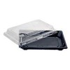 MULTI suši padėklas 190x130x40 mm PS juodas/permatomas dangtis, 4 vnt. x 100 vnt./kartonas