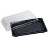 Multi Suši padėklas 220x140x40 mm PS juodas/permatomas dangtis, 4 vnt. x 100 vnt./dėžėje